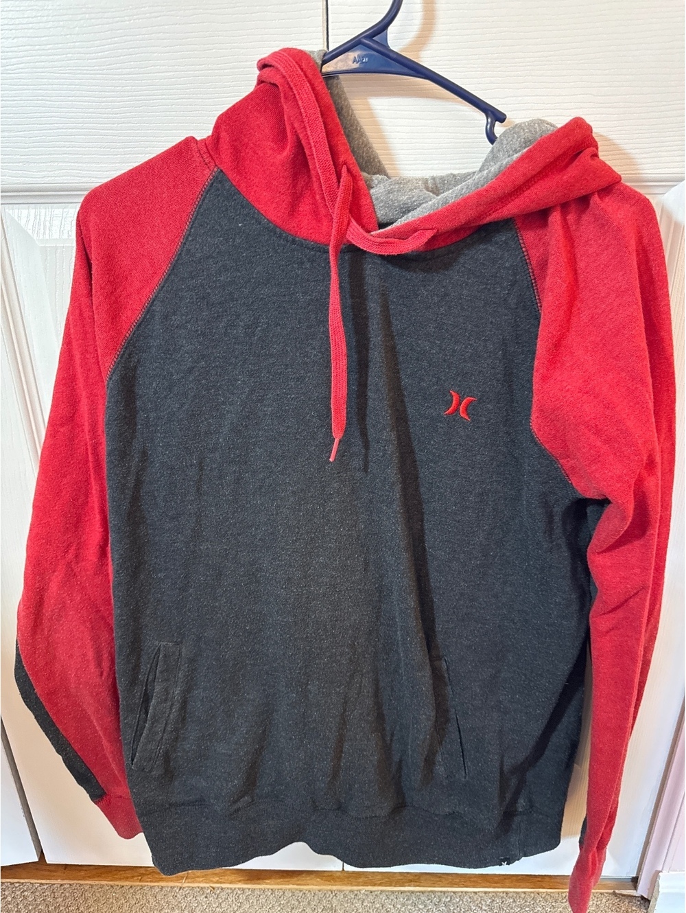 Hurley Men's Medium Pullover Hoodie Red and Dark Gray